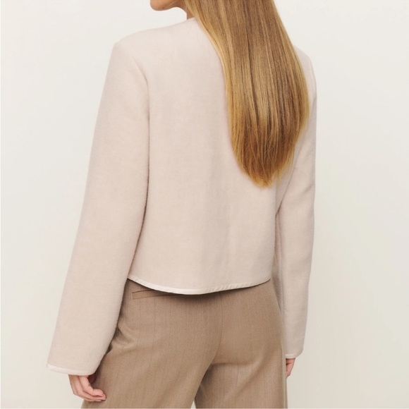 NWT Reformation Daisy Cropped Jacket Bows Tie Front Cream Large - Picture 10 of 13